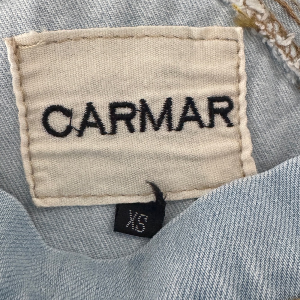 Carmar Distressed Light Blue Short Overalls. Size xs. Coastal Cowgirl - Picture 3 of 3